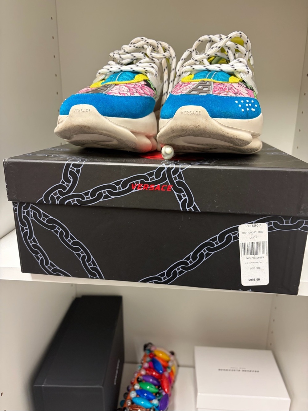 Versace Kids Blue & Pink Floral Sneakers - Picture 5 of 6